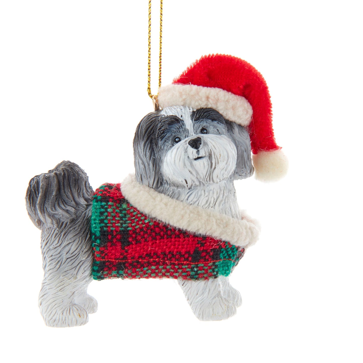 2.36" Resin Grey Shih-Tzu with Coat Ornament