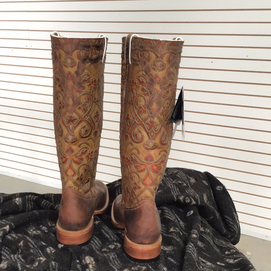 Boulet Women's Wide Square Toe Western Boots - Navajo Honey/Jokey Brandy