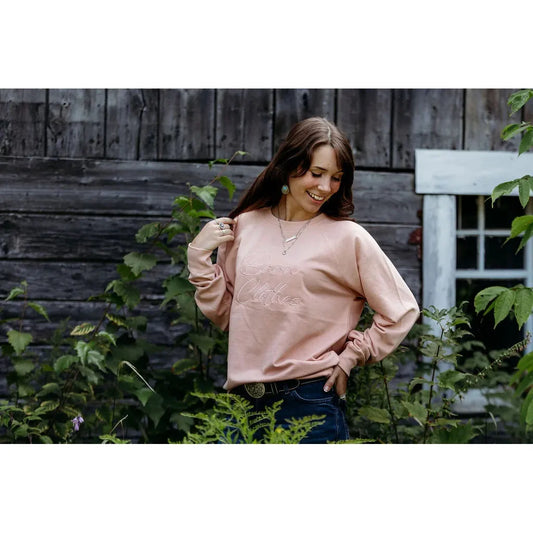 Barn Clothes Prairie Long Sleeve Crew Neck Sweatshirt - Blush