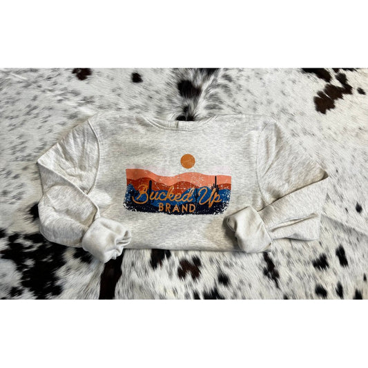 Bucked Up Brand Unisex Hoodies - Heather Oatmeal Blue Desert