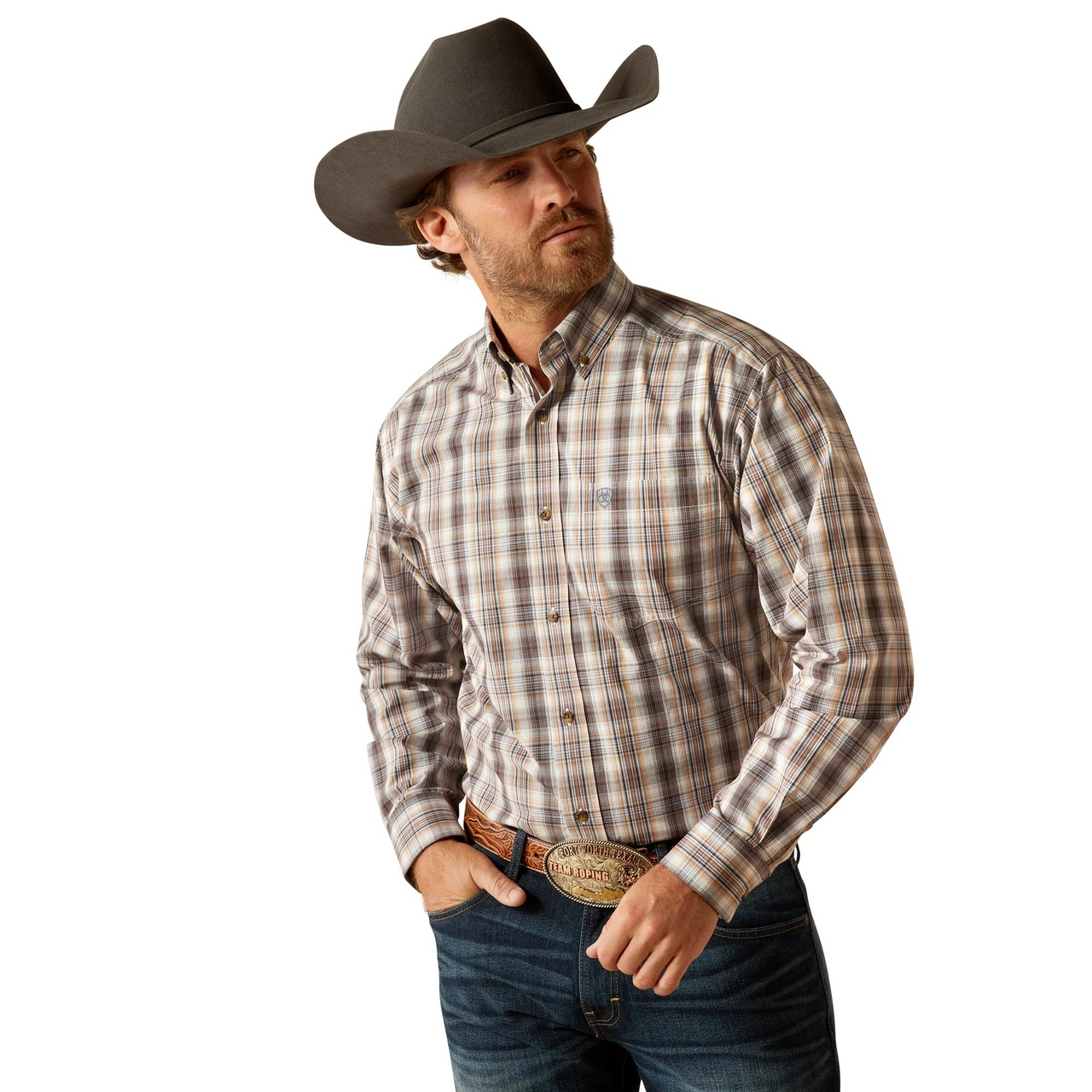 Ariat Men's Casen Classic Fit Long Sleeve Shirt- Brown
