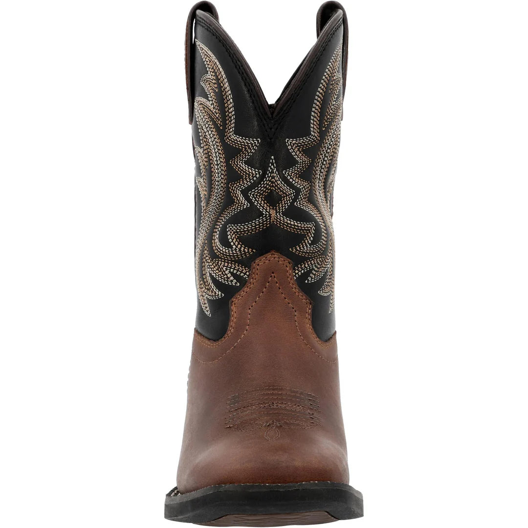 Durango Big Kids 8" Shyloh Square Toe Western Boot - Brawny Brown/Black Onyx