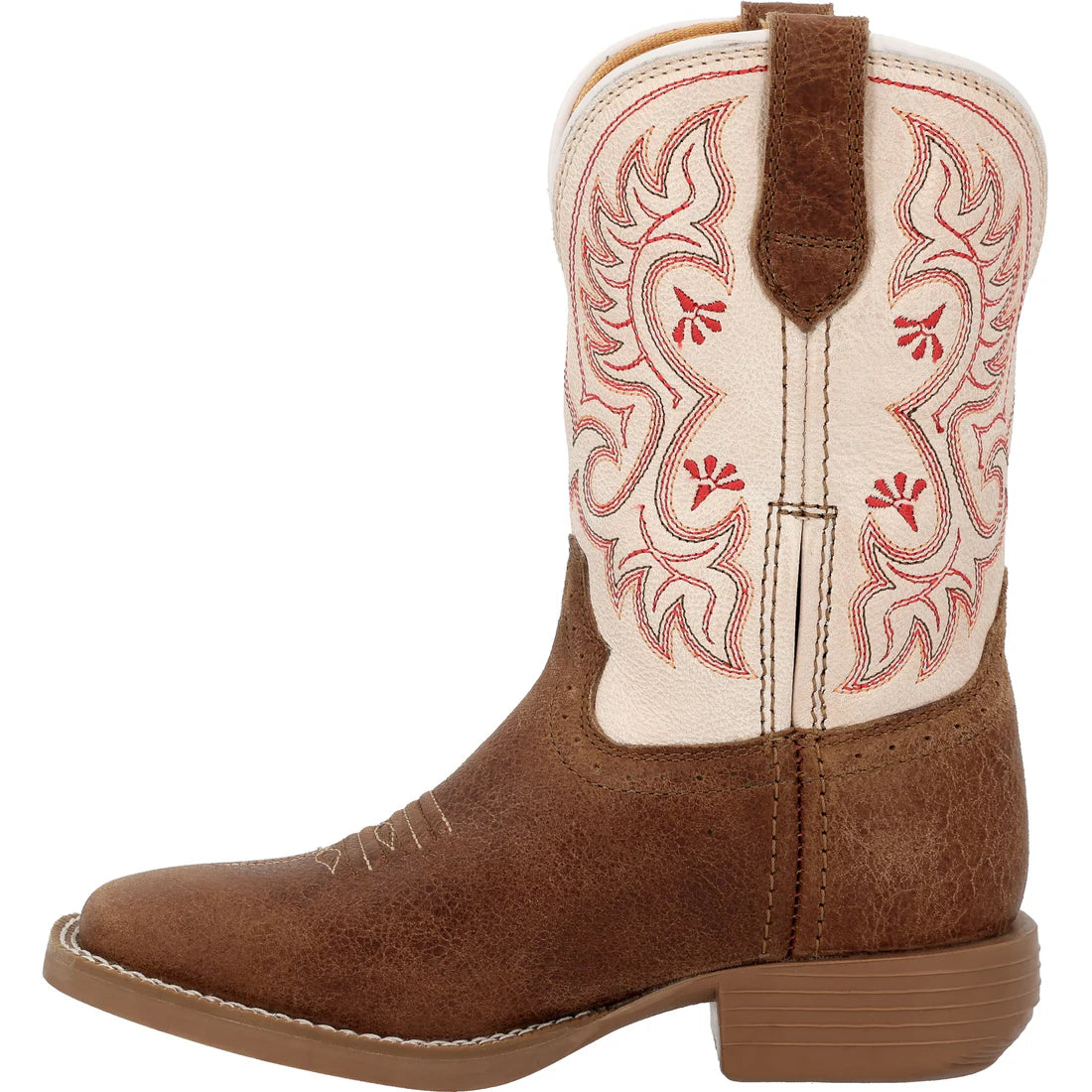 Durango Kids Shyloh 8" Square Toe Western Boot - Honey Tan/Metallic Peach