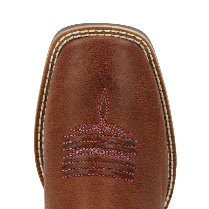 Durango Big Kids Shyloh 8" Square Toe Western Boot - Rusty Brown/ Dusty Rose