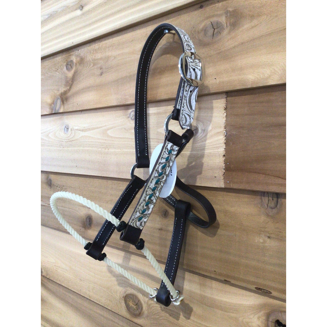 San Saba 1" Harness Leather Halter w/ Rope Nose -