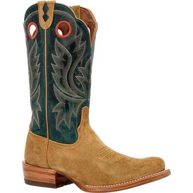 Durango Men's PRCA Collection Roughout Western Boots - Goldenrod/Deep Teal