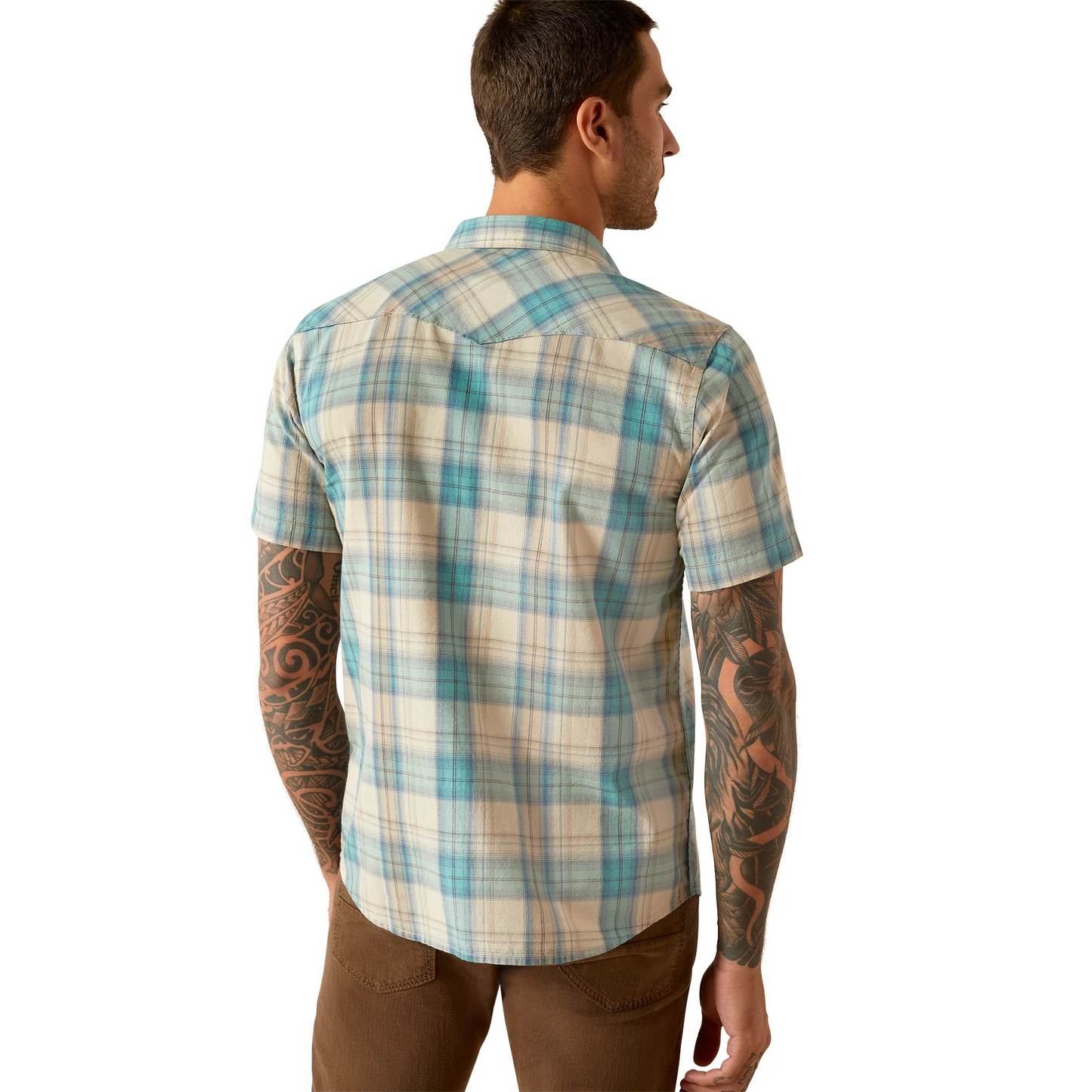 Ariat Men's Howland Short Sleeve Retro Fit Shirt- Turquoise