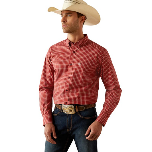Ariat Men's Long Sleeve Pro Series Carlton Fitted Shirt- Red