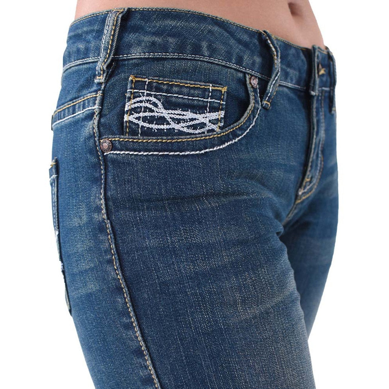 Cowgirl Tuff Women's Don't Fence Me In Jeans - Medium Wash