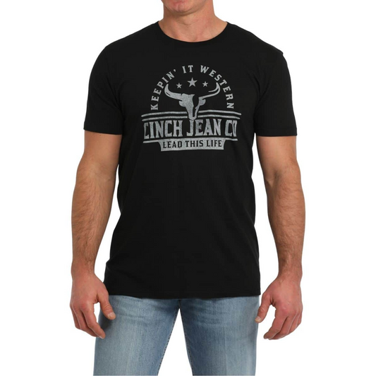 Cinch Men's Short Sleeve Tee Shirt- Black