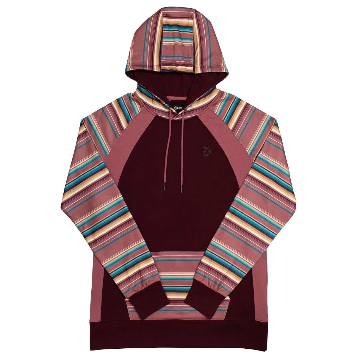 Savannah Hooey Ladies Maroon Hoody w/Multi Color Serape Pattern Sleeves