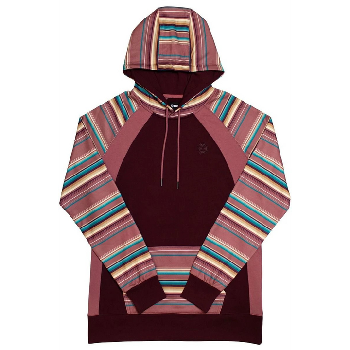 Savannah Hooey Ladies Maroon Hoody w/Multi Color Serape Pattern Sleeves