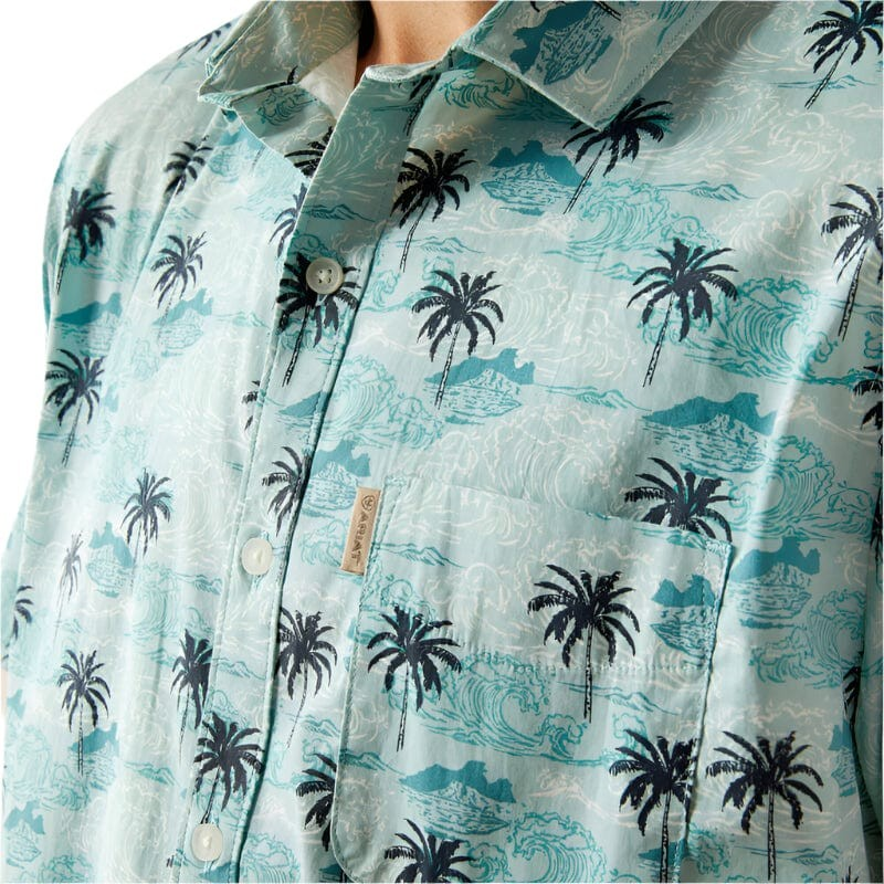 Ariat Men's Short  Sleeve Maverick Modern Fit Shirt- Turquoise