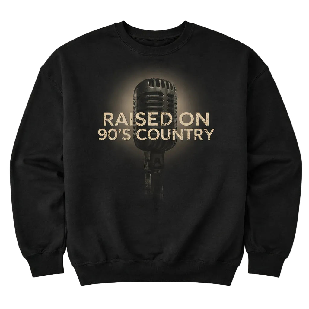 Barn Clothes Raised on 90's Country Long Sleeve Sweatshirt - Black