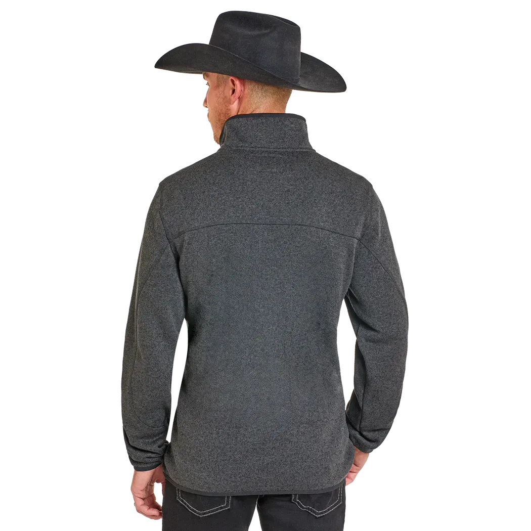Panhandle Men's Melange Knit Henley Pullover - Black