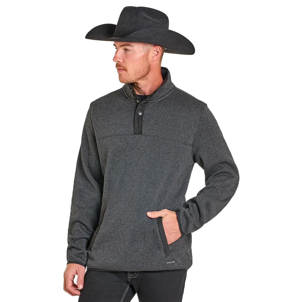 Panhandle Men's Melange Knit Henley Pullover - Black