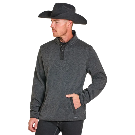 Panhandle Men's Melange Knit Henley Pullover - Black