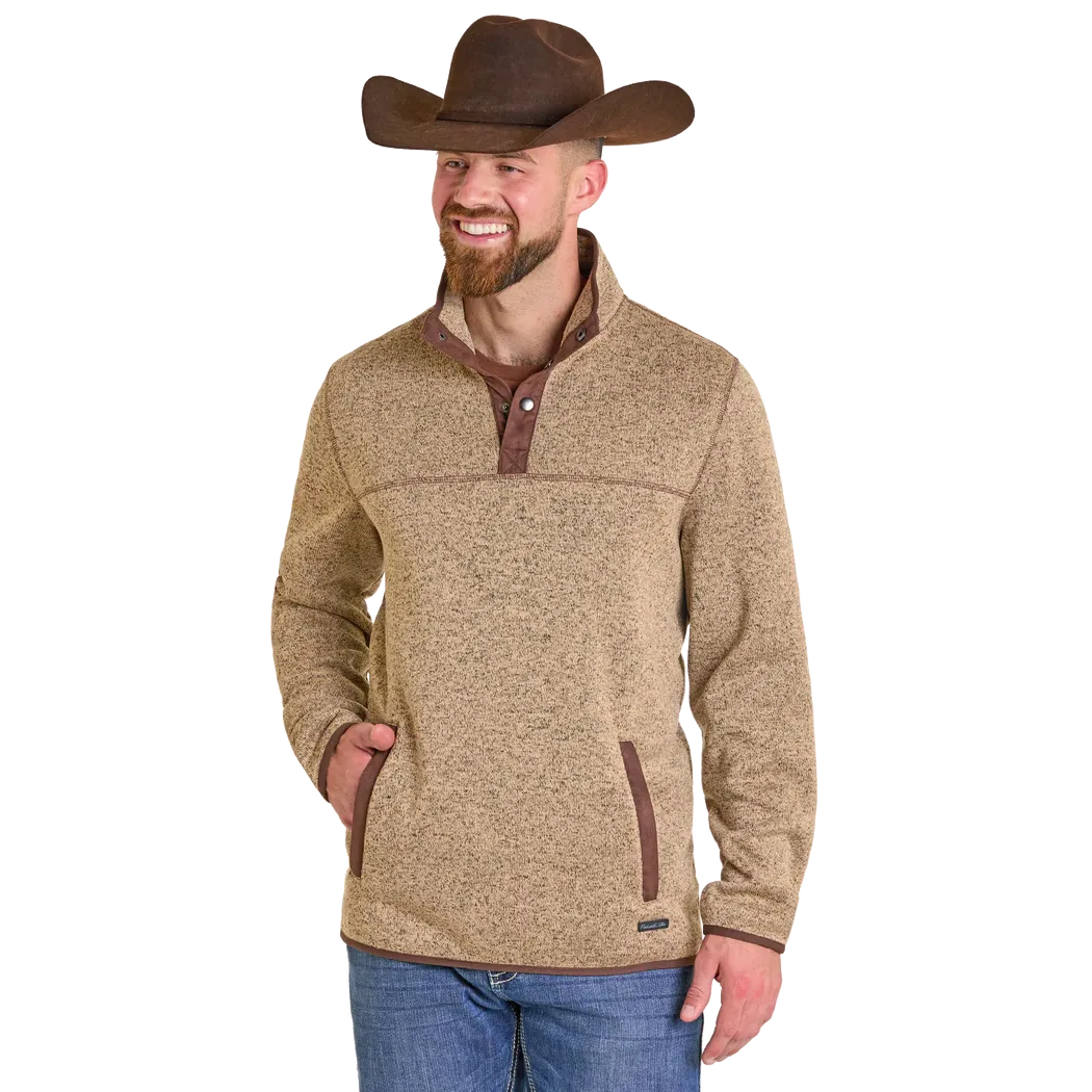 Panhandle Men's Melange Knit Henley Pullover - Tan