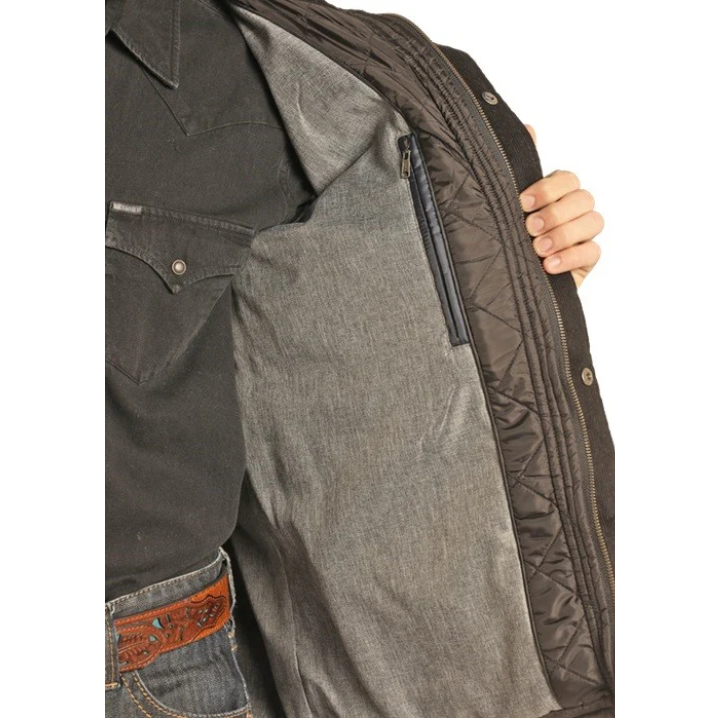 Rock & Roll Wool Puffer Men's Long Sleeve Jacket- Black