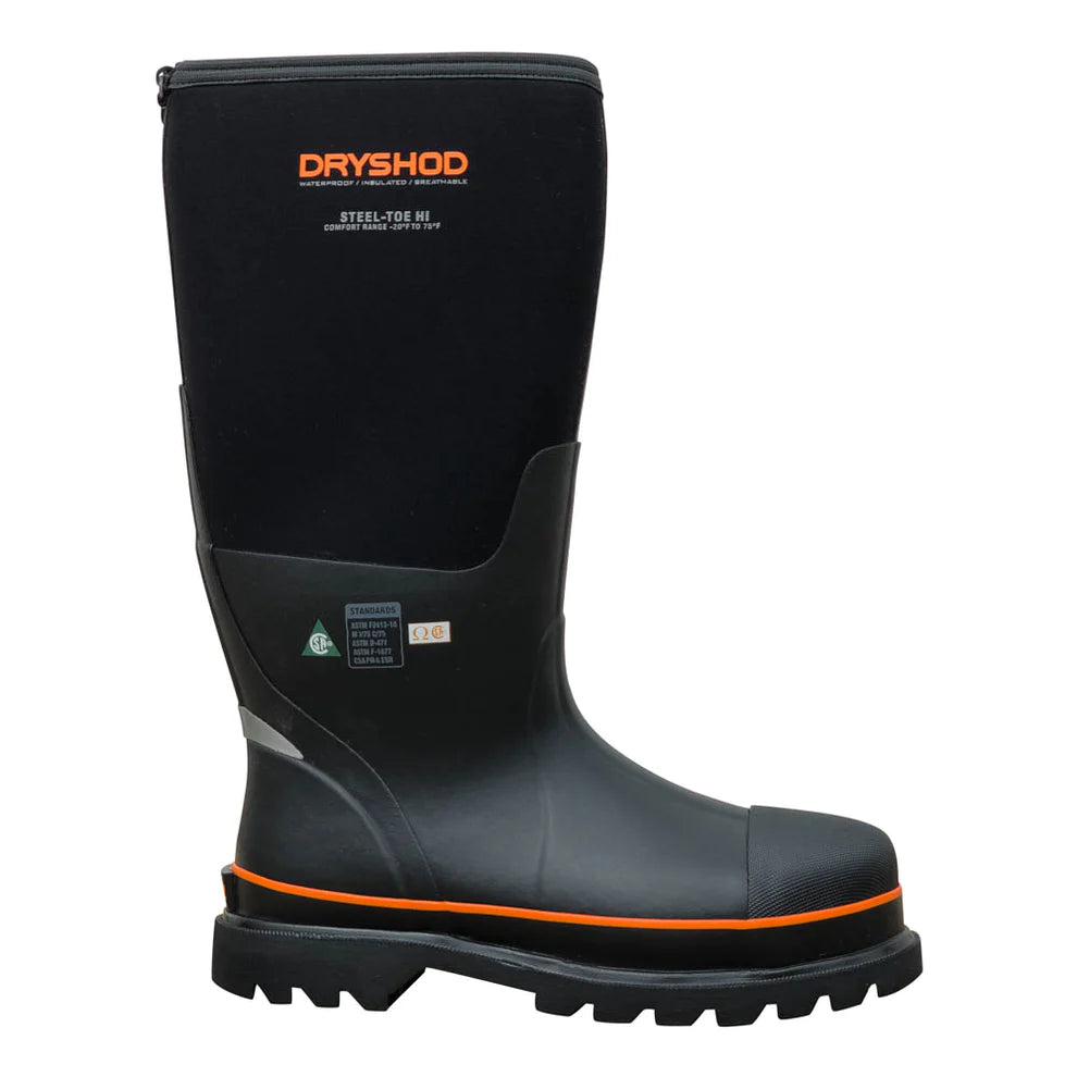 Dryshod Unisex Steel Toe CSA High Boots - Black/Orange