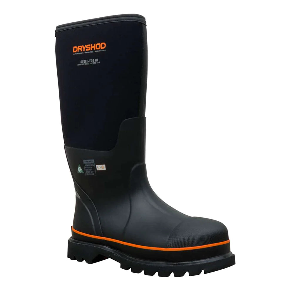 Dryshod Unisex Steel Toe CSA High Boots - Black/Orange