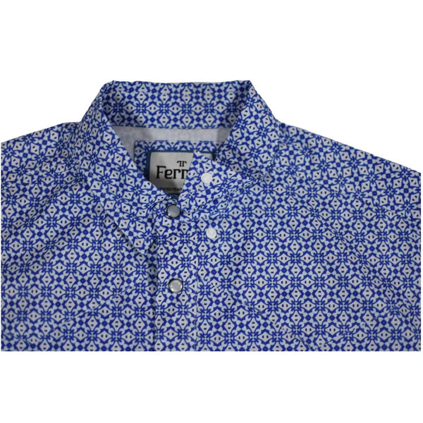 Ferrell Men's The Chase Long Sleeve Snap Shirt - Blue Pattern