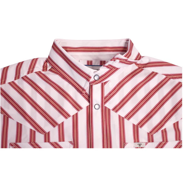 Ferrell Men's The Andrew Long Sleeve Snap Shirt - Red & White Stripe