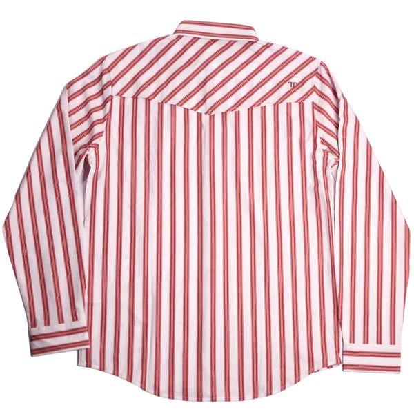 Ferrell Men's The Andrew Long Sleeve Snap Shirt - Red & White Stripe