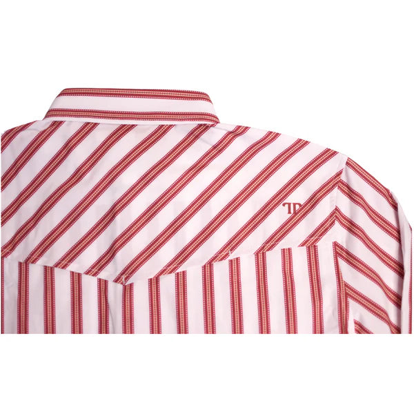 Ferrell Men's The Andrew Long Sleeve Snap Shirt - Red & White Stripe