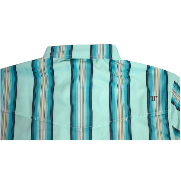 Ferrell Men's The Bear Long Sleeve Snap Shirt - Light Aqua Stripe