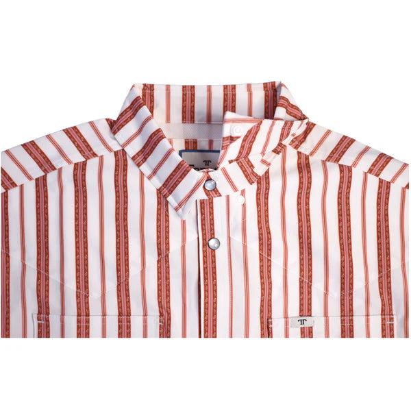 Ferrell Men's The Jack Long Sleeve Snap Shirt - Red, White & Thin Stripe