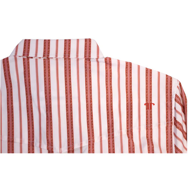 Ferrell Men's The Jack Long Sleeve Snap Shirt - Red, White & Thin Stripe