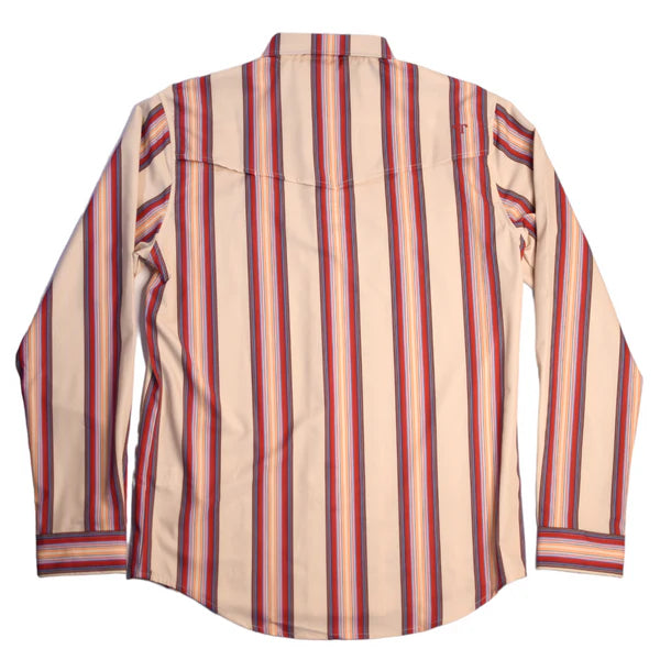 Ferrell Men's The Doc Long Sleeve Snap Shirt - Tan & Red Stripe
