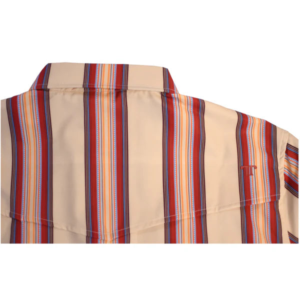 Ferrell Men's The Doc Long Sleeve Snap Shirt - Tan & Red Stripe