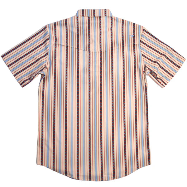 Ferrell Men's The Edward Short Sleeve Snap Shirt -  Cream/Blue Stripe