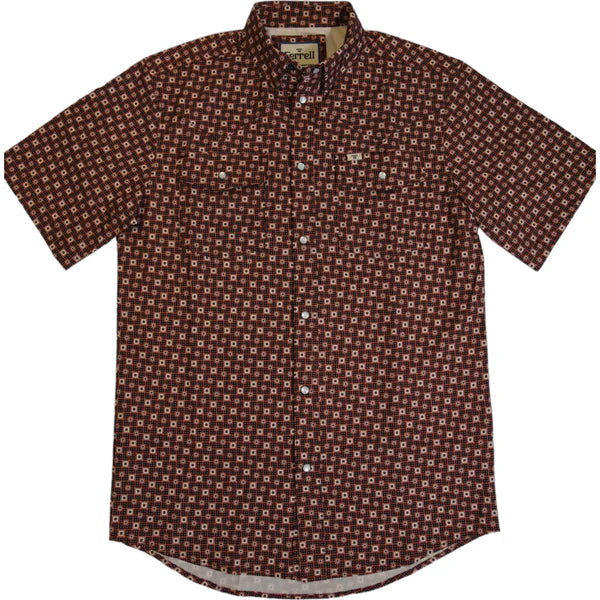 Ferrell Men's The Donics Short Sleeve Snap Shirt - Rust Design