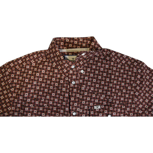 Ferrell Men's The Donics Short Sleeve Snap Shirt - Rust Design