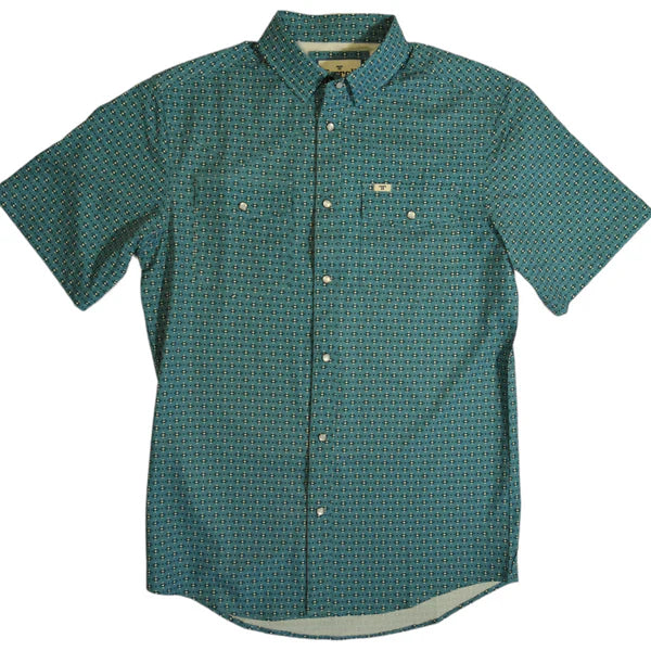 Ferrell Men's The Phil Short Sleeve Snap Shirt - Dark Teal Design