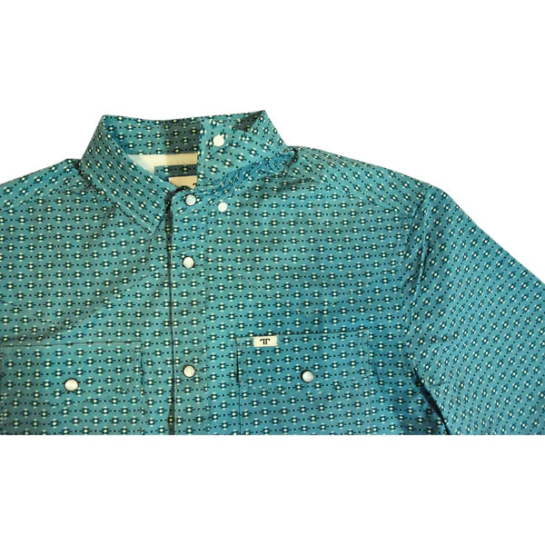 Ferrell Men's The Phil Short Sleeve Snap Shirt - Dark Teal Design