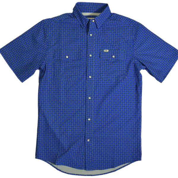 Ferrell Men's The Greg Short Sleeve Snap Shirt - Bright Royal Blue Design