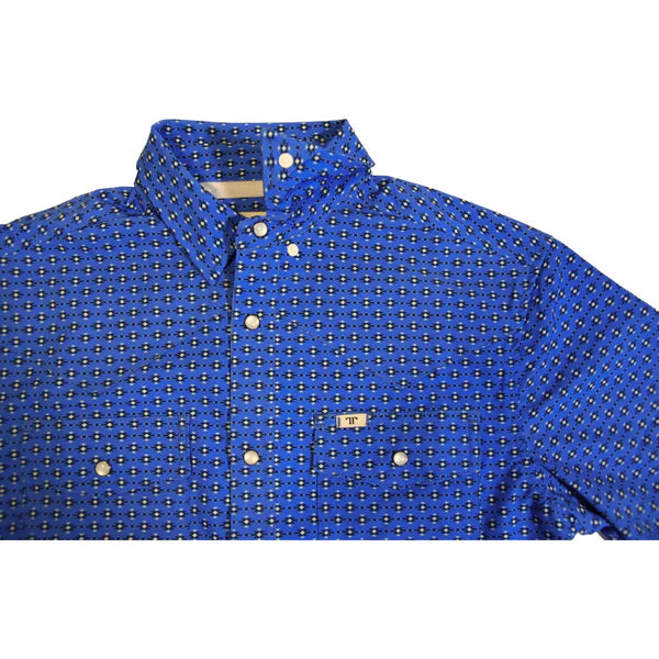 Ferrell Men's The Greg Short Sleeve Snap Shirt - Bright Royal Blue Design