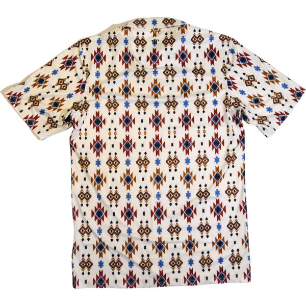 Ferrell Men's The Slim Polo Short Sleeve Snap Shirt - White with Coloured Design