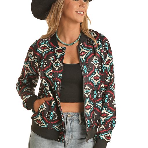 Rock & Roll Women's Satin Bomber - Black