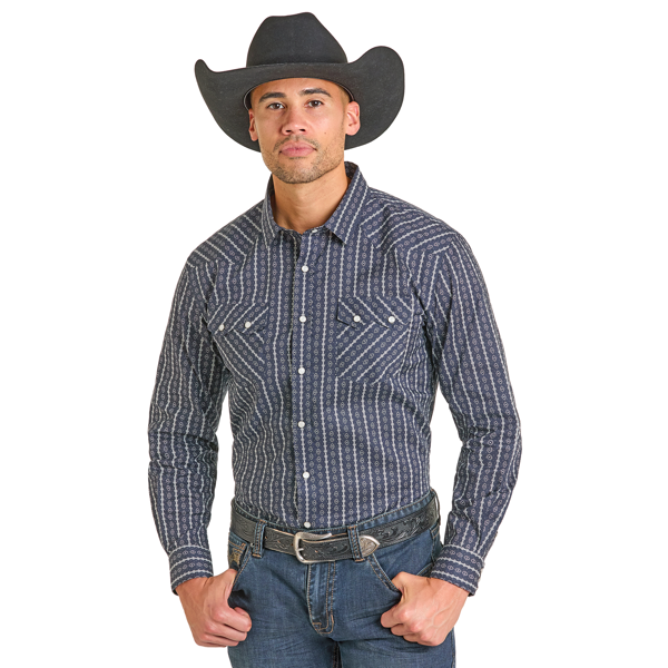 Panhandle Men's Long Sleeve Shirt- Navy
