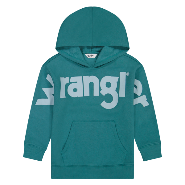 Wrangler Girls Long Sleeve Logo Hoodie- Turquoise