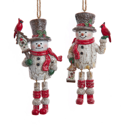 5" Birch Berries Dagle Leg Snowman 2/Assorted