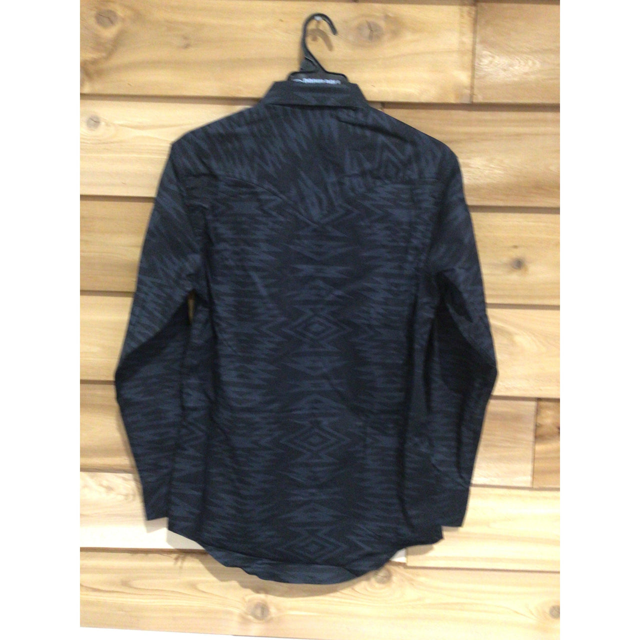 Rock & Roll  Men's Long Sleeve Aztec Print Snap Shirt- Black