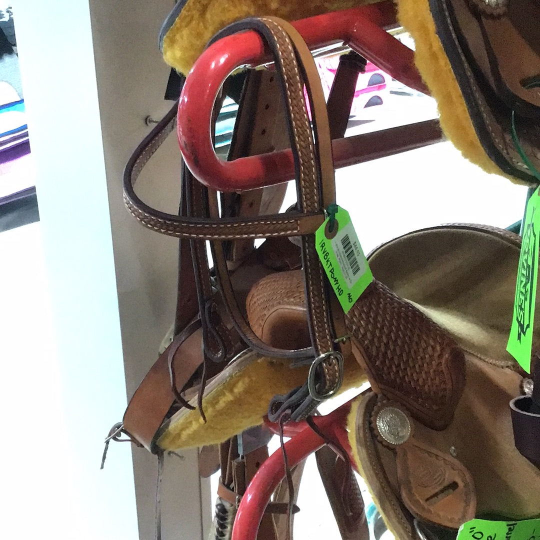 Irvine Basket Stamp Tie End Browband Headstall  - Pony