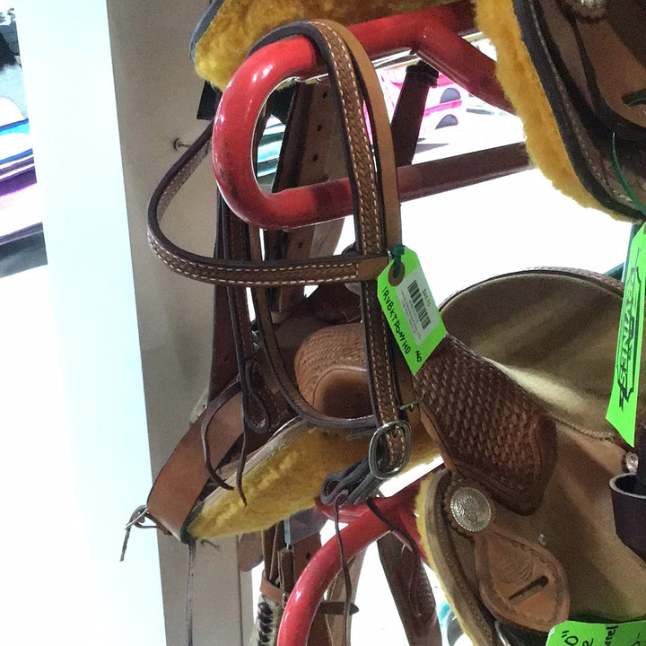 Irvine Basket Stamp Tie End Browband Headstall  - Pony
