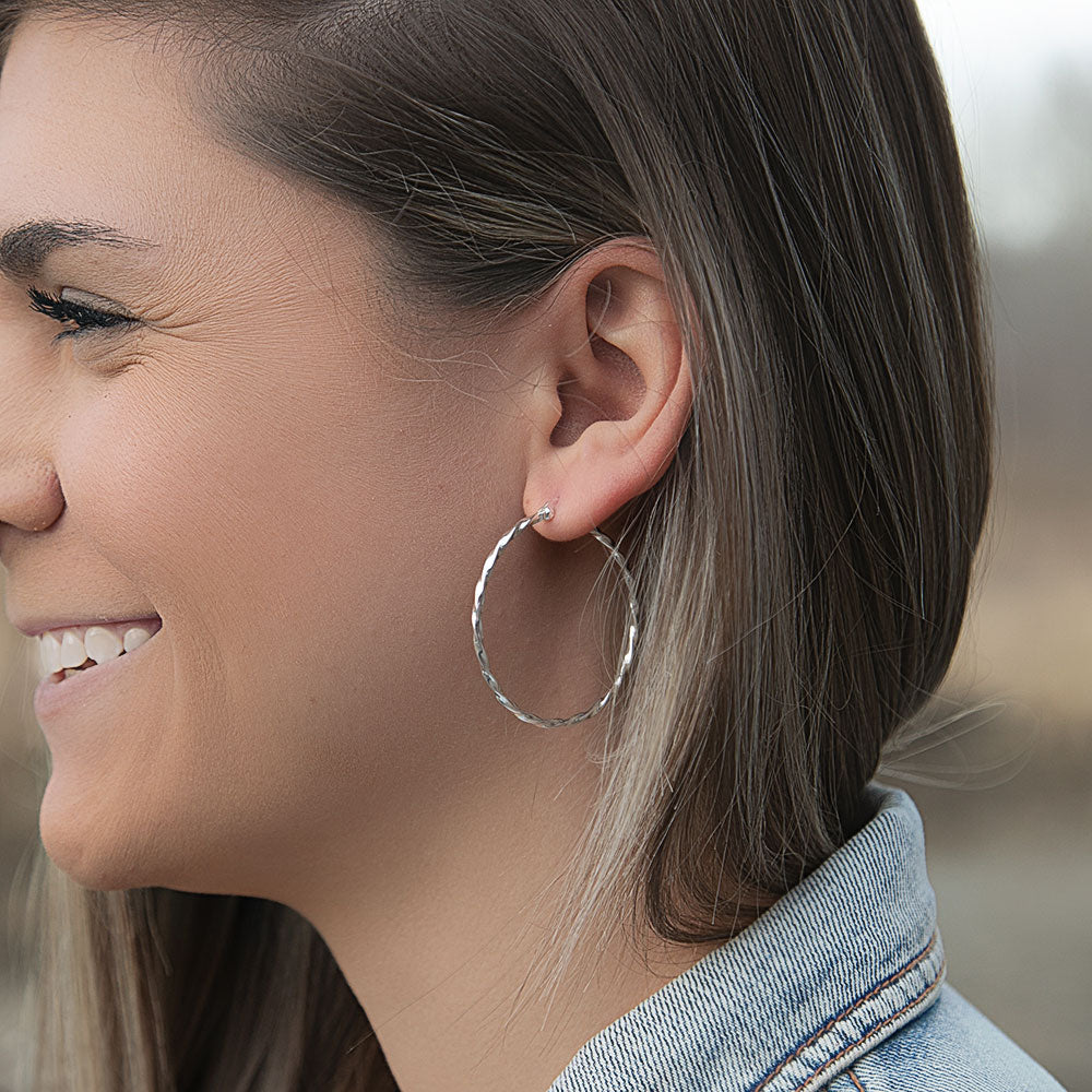 Montana Silversmith Cut Rope Hoop Earrings